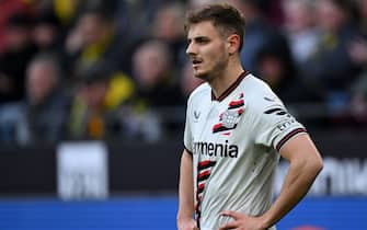 4/21/2024 - DORTMUND - Josip Stanisic of Bayer 04 Leverkusen during the Bundesliga match between Borussia Dortmund and Bayer 04 Leverkusen at Signal Iduna Park on April 21, 2024 in Dortmund, Germany. ANP | Hollandse Hoogte | GERRIT VAN COLOGNE /ANP/Sipa USA