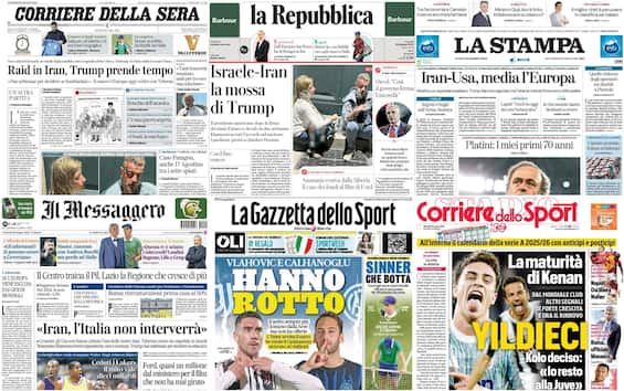 Le prime pagine dei quotidiani di oggi 20 giugno: la rassegna stampa Le prime pagine dei quotidiani di oggi 20 giugno: la rassegna stampa