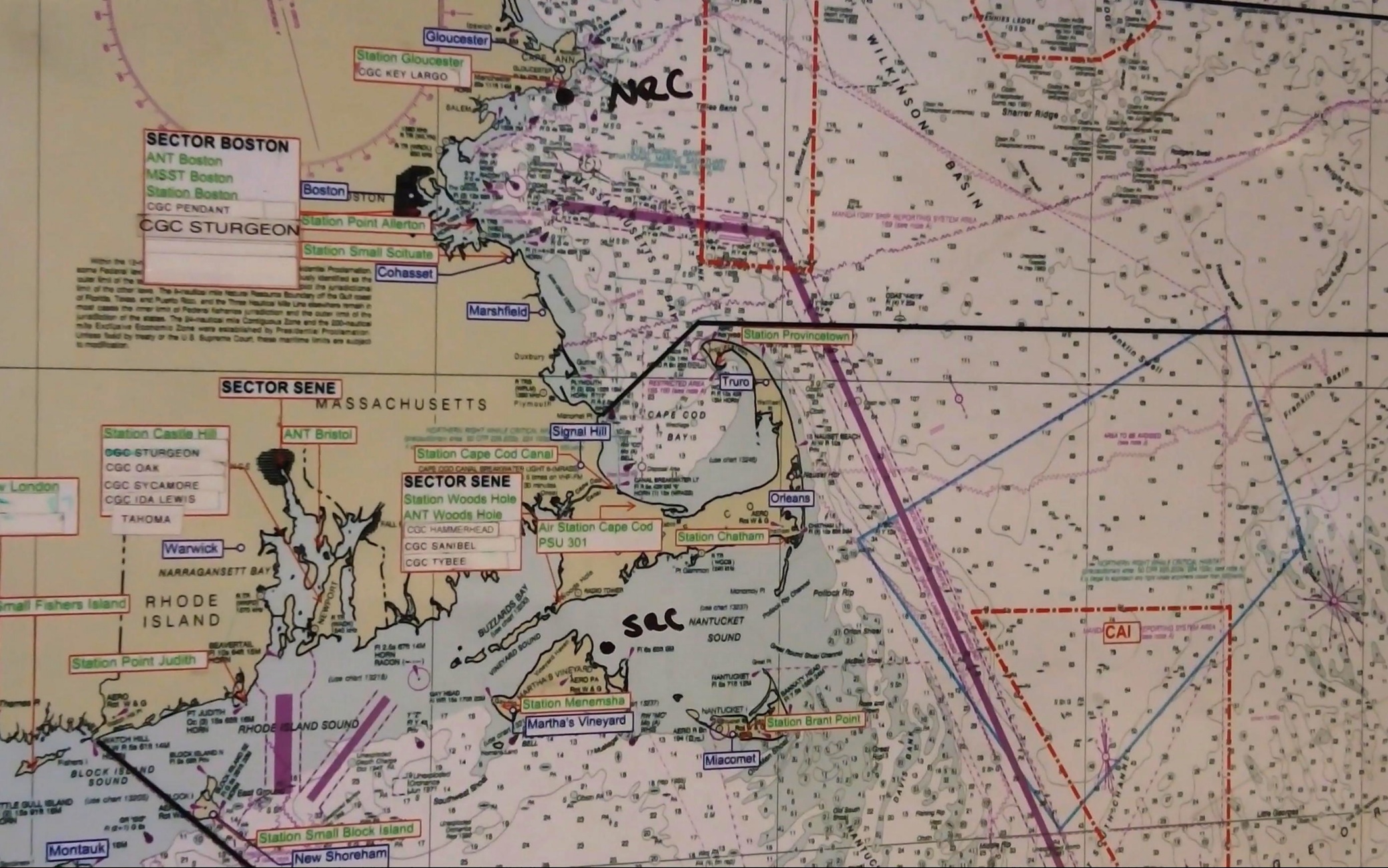 epa10703978 Frame grab from a handout video released by the US Coast Guard showing a marine map of the Atlantic Ocean off Cape Cod, Massachusetts as watch standers coordinate search efforts at the First District Command Center to find the 21-foot submersible Titan, in Boston, Massachusetts, USA, 21 June 2023. The United States Coast Guard, along with Canadian authorities, is searching the ocean depths for a submersible with Ocean Gate Expeditions, carrying tourists visiting the Titanic wreckage, 900 miles (1500 km) off the coast of Cape Cod, that lost contact on 18 June 2023.  EPA/PETTY OFFICER 3RD CLASS LOGAN KACZMAREK EDITORIAL USE ONLY, NO SALES