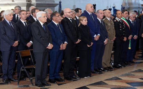 Padova - Il Presidente della Repubblica Sergio Mattarella alle esequie di Stato del Brigadiere capo Valerio Daprà, del Carabiniere scelto Davide Bernardello e del Luogotenente Marco Piffari, oggi 17 ottobre 2025.
(Foto di Paolo Giandotti - Ufficio Stampa per la Stampa e la Comunicazione della Presidenza della Repubblica)