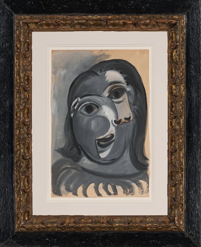Tête de Femme, by Pablo Picasso (1881-1973). Gouache on paper, 38.9 x 25.4 cm | 15.3 x 10 in. Painted in 1941 © Picasso Estate, Paris, 2025
