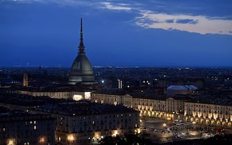 TURIN, ITALY - MAY 29: The Mole Antonelliana is illuminated in honor of the victims of the Heysel Stadium disaster on May 29, 2022 in Turin, Italy. (Photo by Filippo Alfero - Juventus FC/Juventus FC via Getty Images)