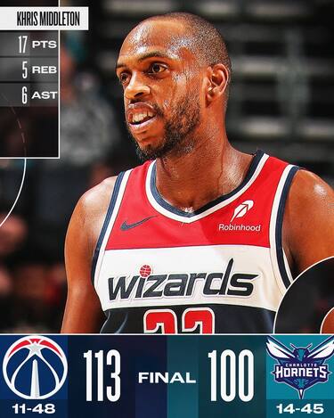 CHARLOTTE HORNETS-WASHINGTON WIZARDS 100-113