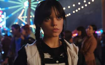 Wednesday. Jenna Ortega as Wednesday Addams in episode 101 of Wednesday. Cr. Courtesy Of Netflix © 2022