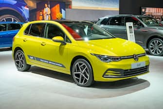 BRUSSELS, BELGIUM - JANUARY 13: Volkswagen Golf Plug-in Hybrid hatchback family car at Brussels Expo on January 13, 2023 in Brussels, Belgium. (Photo by Sjoerd van der Wal/Getty Images)