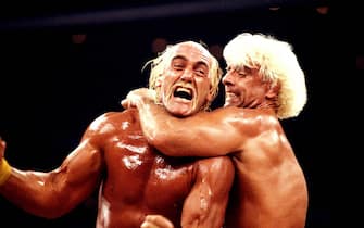 ©STAN GELBERG/GLOBE PHOTOS/Lapresse
04-02-1994 Los Angeles, Usa
Sport - Wrestling
WPRLD CHAMPION WRESTLING "BASH AT THE BEACH" TERRY "HULK" HOGAN VS RICK "NATURE BOY" FLAIR
HULK HOGAN .
Nella foto : HULK HOGAN e RICK.
only italy
