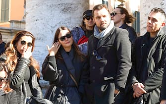Roma, Funerali di Pietro Genuardi nella Chiesa degli Artisti - Nella foto:  Anna Safroncik , Danilo Brugia