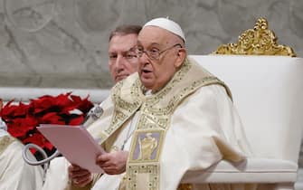 Pope Francis during the Christmas Night Mass at St Peter's Basilica in Vatican City, 24 December 2024. Today Pope Francis formally started the Catholic Jubilee Year 2025.  ANSA/FABIO FRUSTACI