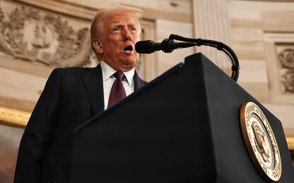 epa11839467 U.S. President Donald Trump speaks during inauguration ceremonies in the Rotunda of the U.S. Capitol on January 20, 2025 in Washington, DC. Donald Trump takes office for his second term as the 47th president of the United States.  EPA/Chip Somodevilla / POOL