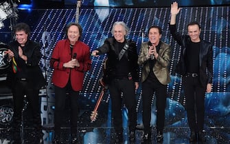 SANREMO ITALY FEBRUARY 11:Members of Italian 50 year old band 'Pooh' Stefano D'Orazio, Red Canzian, Riccardo Fogli, Roby Facchinetti and Dodi Battaglia perform on stage during the Sanremo Italian Song Festival at the Ariston theater on February 11, 2016 in Sanremo, Italy.

PHOTOGRAPH BY Marco Ravagli / Barcroft Media

UK Office, London.
T +44 845 370 2233
W www.barcroftmedia.com

USA Office, New York City.
T +1 212 796 2458
W www.barcroftusa.com

Indian Office, Delhi.
T +91 11 4053 2429
W www.barcroftindia.com (Photo credit should read Marco Ravagli / Barcroft Media / Barcroft Media via Getty Images)