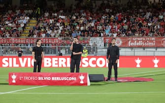 The performance of the Italian musical group il Volo prior to the “Silvio Berlusconi” Trophy soccer match between AC Monza and AC Milan at U-Power Stadium in Monza, Italy, 8 August 2023. ANSA /  ROBERTO BREGANIThe scenography during the performance of the Italian musical group il Volo prior to the “Silvio Berlusconi” Trophy soccer match between AC Monza and AC Milan at U-Power Stadium in Monza, Italy, 8 August 2023. ANSA /  ROBERTO BREGANI--
