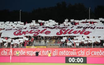 MONZA, ITALY - AUGUST 08: AC Monza fans show their support during the Trofeo Silvio Berlusconi pre-season friendly match between AC Monza and AC Milan at U-Power Stadium on August 08, 2023 in Monza, Italy. (Photo by Emilio Andreoli/Getty Images)
