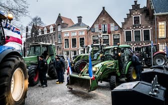 GRONINGEN - Dozens of farmers leave the provincial house, ending a series of protests along the provincial houses. Farmers' action group Farmers Defense Force has already said that new actions will be taken if farmers are allowed to fertilize less land at an accelerated rate. ANP SIESE VEENSTRA netherlands out - belgium out(Photo by Siese Veenstra/ANP/Sipa USA)