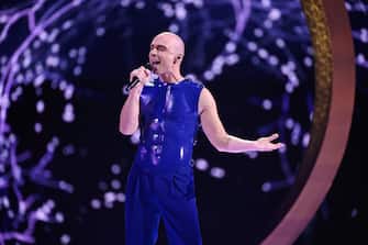 Mandatory Credit: Photo by Jessica Gow/TT/Shutterstock (14472659ak)
Dons representing Latvia with the song "Hollow" during the second semi-final of the 68th edition of the Eurovision Song Contest (ESC) at Malmö Arena, in Malmö, Sweden, Thursday, May 09, 2024.
Eurovision Song Contest 2024, Malmö, Sweden - 09 May 2024