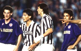 TURIN, ITALY - MAY 02: Juventus player Dario Bonetti during Juventus - Fiorentina, Uefa cup final, on may 02, 1990 in Turin, Italy. (Photo by Juventus FC - Archive/Juventus FC via Getty Images)