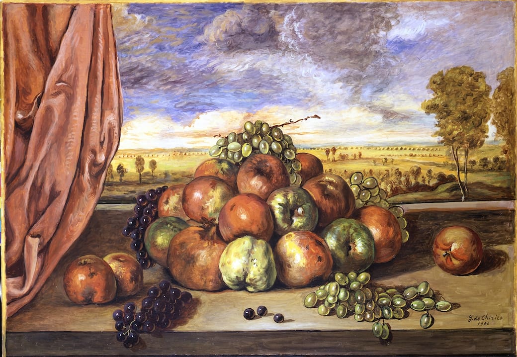 Giorgio_De_Chirico_Natura_morta_frutta_nel_paesaggio_con_tenda_rossa_olio_su_tela_1946.jpg