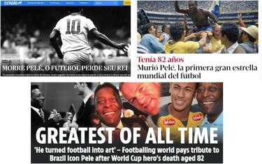 La notizia della morte di Pelé sui siti internazionali