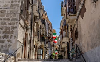 View of a narrow street in the Italian city Bari, Europe