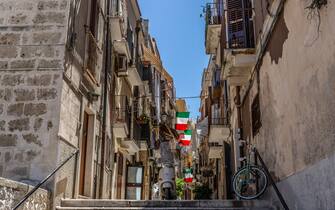 View of a narrow street in the Italian city Bari, Europe