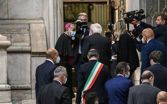 L’arrivo del presidente della Repubblica Sergio Mattarella alla Messa da Requiem in Duomo in ricordo delle vittime del covid-19