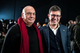 Il sindaco di Firenze Dario Nardella con Massimiliano Fuksas durante l'iniziativa 'Idea Pd' per presentare la sua candidatura al candidatura a Segretario del Partito Democratico (Pd), Roma, 27 novembre 2022. ANSA/ANGELO CARCONI