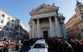 Un momento alla Chiesa degli Artisti durante i funerali di Eleonora Giorgi, Roma, 5 Marzo 2025.ANSA/GIUSEPPE LAMI