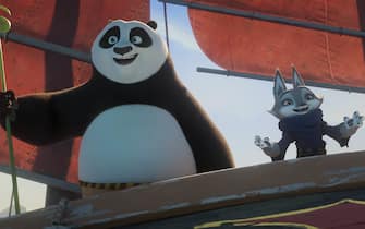 (from left) Po (Jack Black) and Zhen (Awkwafina) in DreamWorks Animation’s Kung Fu Panda 4, directed by Mike Mitchell. 