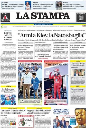 Prima pagina de La Stampa