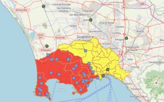 Mappa zona rossa e gialla Campi Flegrei