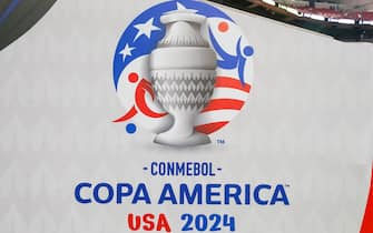 epa11431741 The tournament logo is wrapped along the walls behind the pitch during the CONMEBOL Copa America 2024 group B match between Mexico and Jamaica, in Houston, Texas, USA, 22 June 2024.  EPA/LESLIE PLAZA JOHNSON