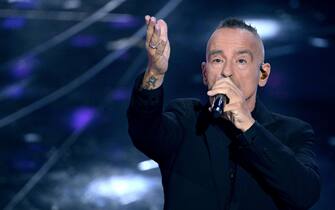 Italian singer Eros Ramazzotti performs on stage at the Ariston theatre during the 74th Sanremo Italian Song Festival, in Sanremo, Italy, 08 February 2024. The music festival will run from 06 to 10 February 2024.  ANSA/ETTORE FERRARI