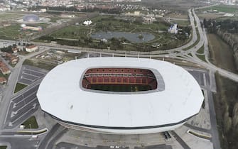 ESKISEHIR, TURKEY - APRIL 05 : An aerial view of Yeni (New) Eskisehir Stadium, opened to public in 2016 with the capacity of 33.963, in Eskisehir, Turkey on April 05, 2018. Turkish Football Federation (TFF) will offer the bid dossier template to UEFA as Turkey nominates stadiums to host EURO 2024.  (Photo by Ali Atmaca/Anadolu Agency/Getty Images)