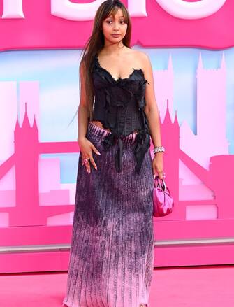 LONDON, ENGLAND - JULY 12: PinkPantheress attends the "Barbie" European Premiere at Cineworld Leicester Square on July 12, 2023 in London, England. (Photo by Joe Maher/Getty Images)