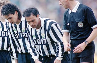 L'attaccante della Juventus, Salvatore Schillaci (C), in una immagine del 1991.
ANSA/MONTEFORTE