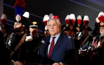 La cerimonia di inaugurazione del padiglione italiano a Osaka Expo 2025 alla presenza del ministro degli Esteri Antonio Tajani con il commissario generale Mario Vattani, mons. Rino Fisichella e Serena Autieri, Osaka (Giappone), 13 aprile 2025.
ANSA/ALESSANDRO DI MEO