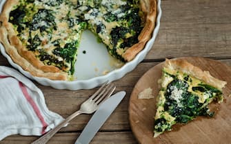 vegetarische spinat-erbsen-quiche, studio