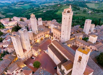 View of San Gimignano village and its  towers, site near the ancient and historical Francigena's way, central Tuscany, during the lockdown phase 2 emergency period aimed to conserve low spread level of Covid-19 coronavirus and open more free circulation of people, Colle Val d'Elsa, Italy, 07 May 2020.
ANSA/ FABIO MUZZI
