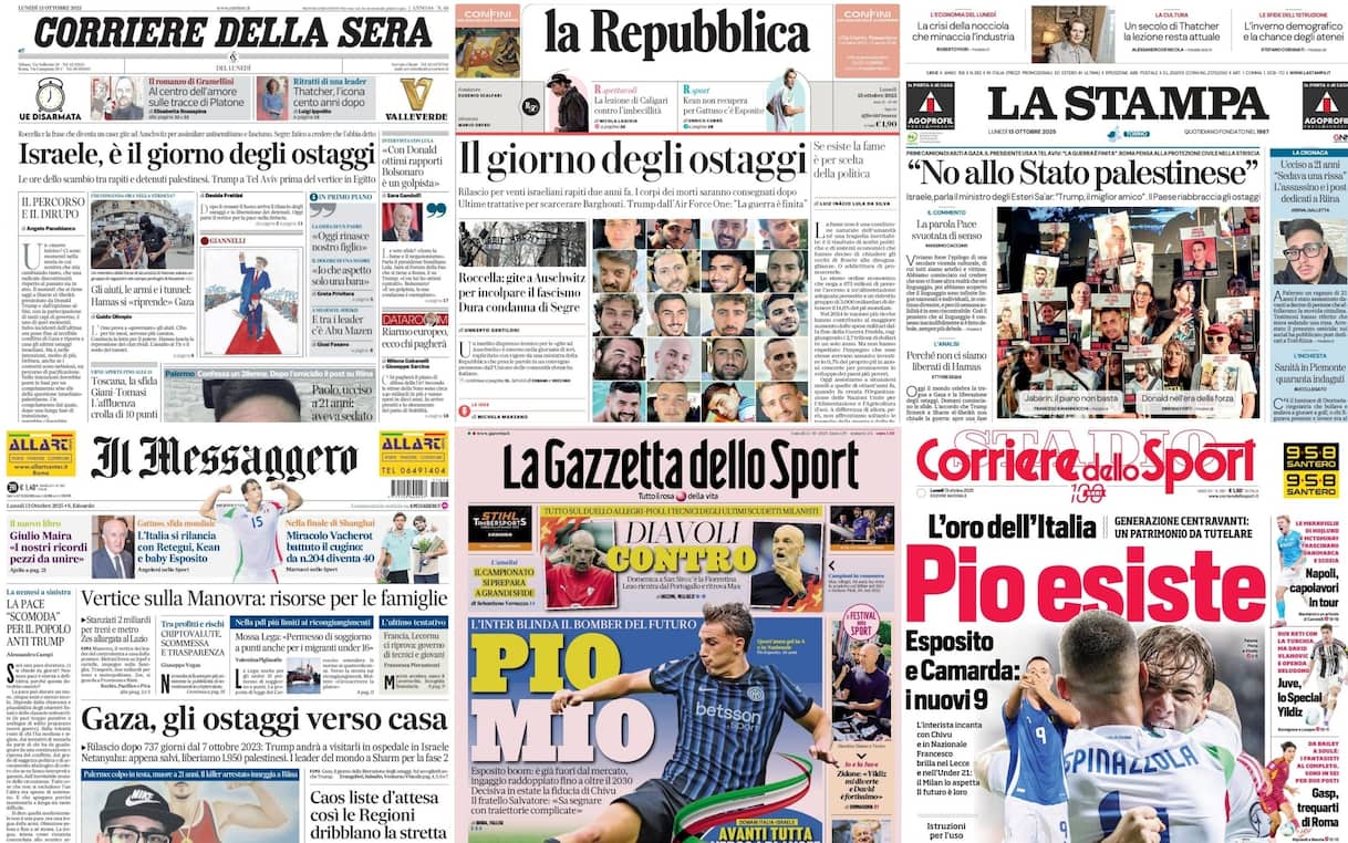 le prime pagine dei quotidiani di oggi 13 ottobre la rassegna stampa
