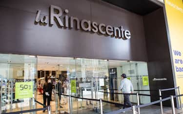 MILAN, ITALY - MAY 18: View of entrance of Rinascente shop center on the first day of reopening after the lockdown on May 18, 2020 in Milan, Italy. Restaurants, bars, cafes, hairdressers and other shops have reopened, subject to social distancing measures, after more than two months of a nationwide lockdown meant to curb the spread of Covid-19. (Photo by Roberto Finizio/Getty Images)