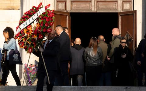 I funerali di Peppe Vessicchio, nella chiesa Santi Angeli Custodi, Roma, 10 novembre 2025. 
ANSA/MASSIMO PERCOSSI