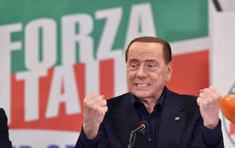 Il leader di Forza Italia Silvio Berlusconi durante la conferenza stampa presso l'hotel Golden Palace a Torino, 23 maggio 2019. ANSA/ ALESSANDRO DI MARCO