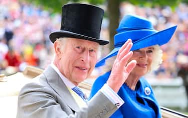 ASCOT, ENGLAND - JUNE 18: King Charles III and Queen Camilla attend day one of Royal Ascot 2024 at Ascot Racecourse on June 18, 2024 in Ascot, England. (Photo by Chris Jackson/Getty Images)