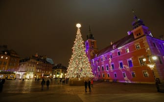L'albero di Natale nella piazza del Castello a Varsavia