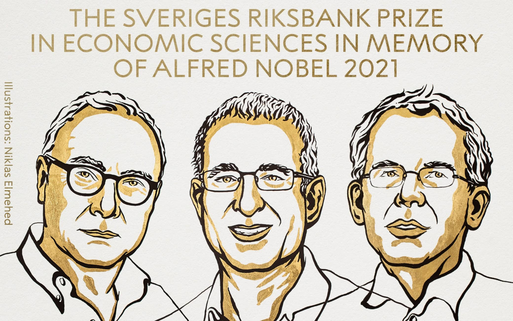 L'illustrazione dei tre vincitori del Nobel per l'Economia 2021