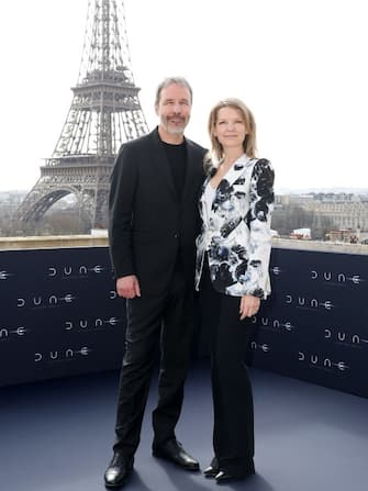 PARIS, FRANCE - FEBRUARY 12: Director Denis Villeneuve and his wife Tanya Lapointe attend the "Dune 2" Photocall at Shangri La Hotel on February 12, 2024 in Paris, France. (Photo by Pascal Le Segretain/Getty Images)