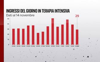 Grafiche coronavirus: gli ingressi del giorno in terapia intensiva