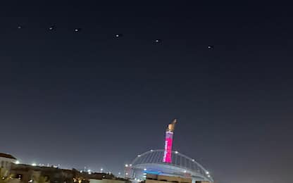 DOHA, QATAR - JUNE 23: A screen grab taken from a video shows missiles over Doha, Qatar after Iran has launched an operation targeting a U.S. base in Qatar on June 23, 2025. (Photo by Stringer/Anadolu via Getty Images)
