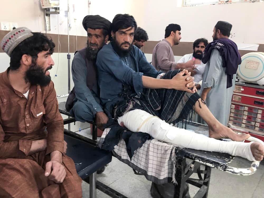 epa11654012 An injured man receives treatment at a hospital in Quetta, following a coal mine attack in the Duki area, Balochistan province, Pakistan, 11 October 2024. According to local police, at least 20 people were killed and seven injured early on 11 October in an attack by a group of gunmen on a coal mine in the Duki district of Balochistan province, southwestern Pakistan. Violence in Balochistan has escalated in recent years, with frequent clashes between Pakistani security forces and separatist groups seeking greater autonomy for the province.  EPA/FAYYAZ AHMED