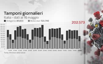 Covid, le grafiche con i dati del 13 maggio: i tamponi