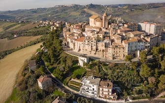 A scenic view of Monteprandone with its beautiful medieval architecture. Ascoli Piceno, Italy.